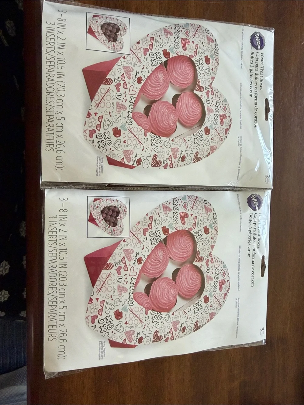 Wilton Pink and White Heart Cupcake Boxes with Love Doodle Design